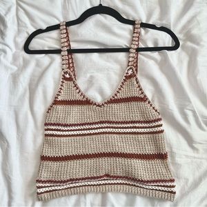 american eagle brown crochet tank top size small